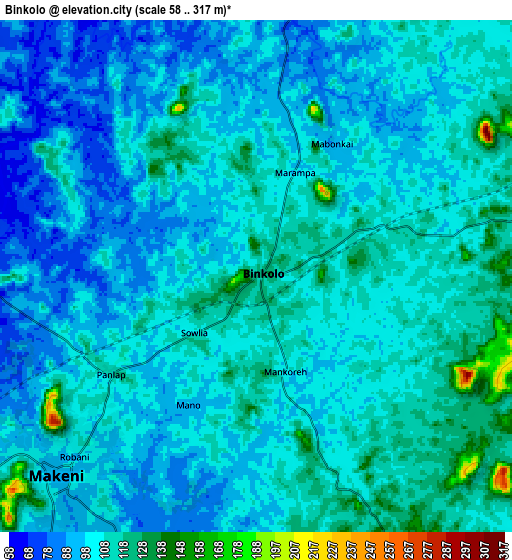 Zoom OUT 2x Binkolo, Sierra Leone elevation map