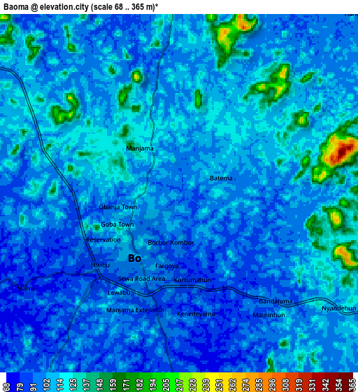 Zoom OUT 2x Baoma, Sierra Leone elevation map