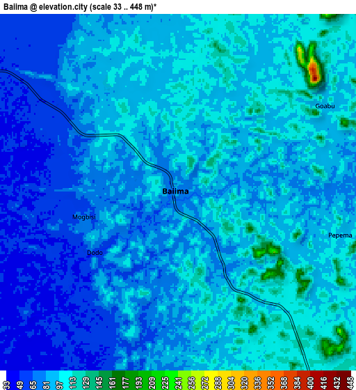 Zoom OUT 2x Baiima, Sierra Leone elevation map