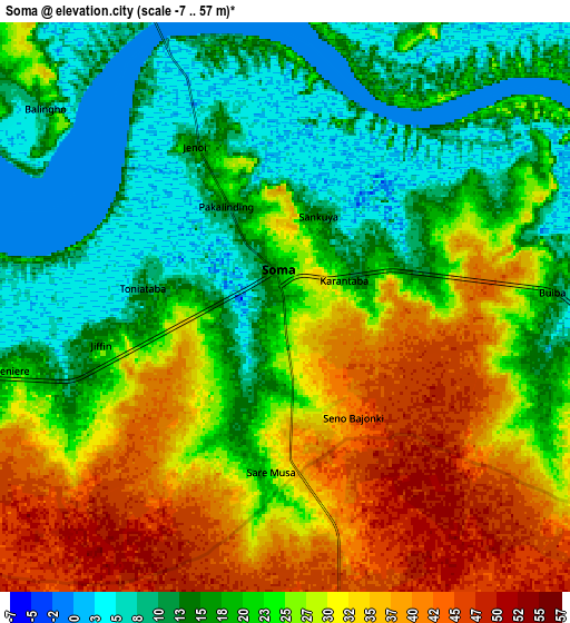 Zoom OUT 2x Soma, Gambia elevation map