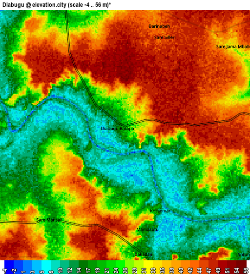 Zoom OUT 2x Diabugu, Gambia elevation map