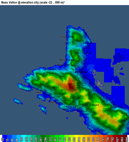 Zoom OUT 2x Beau Vallon, Seychelles elevation map