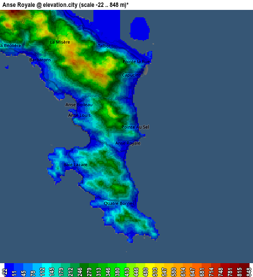 Zoom OUT 2x Anse Royale, Seychelles elevation map
