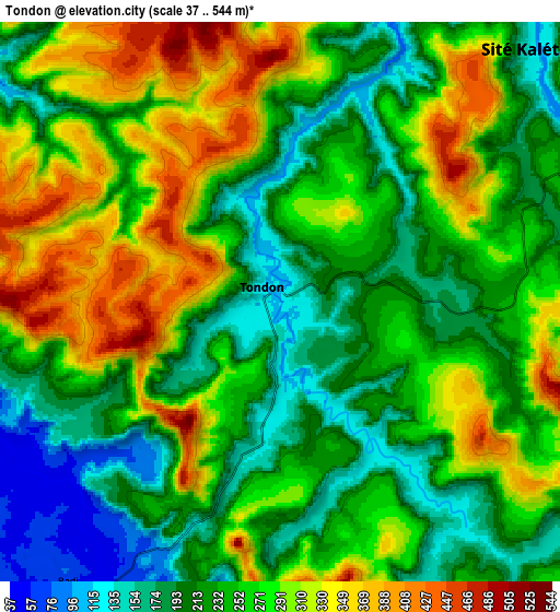 Zoom OUT 2x Tondon, Guinea elevation map