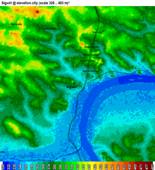 Zoom OUT 2x Siguiri, Guinea elevation map