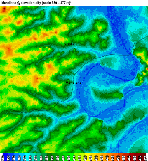 Zoom OUT 2x Mandiana, Guinea elevation map
