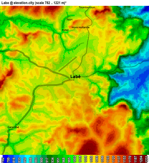 Zoom OUT 2x Labé, Guinea elevation map