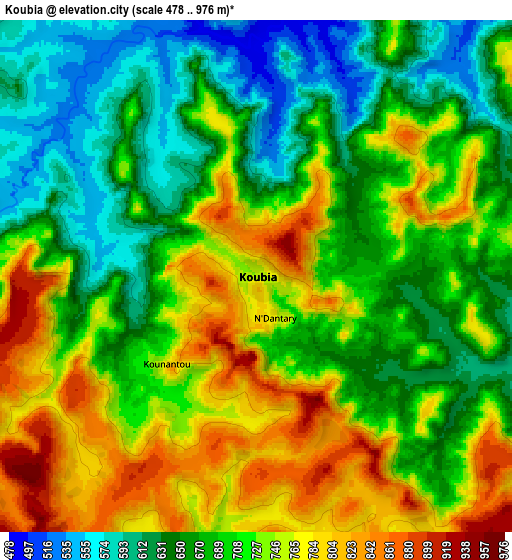 Zoom OUT 2x Koubia, Guinea elevation map