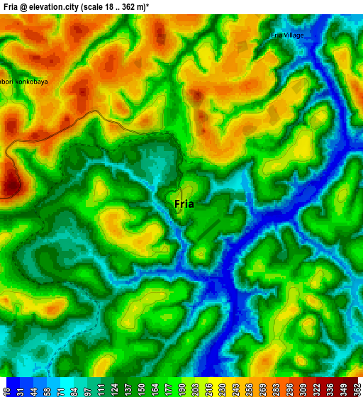 Zoom OUT 2x Fria, Guinea elevation map