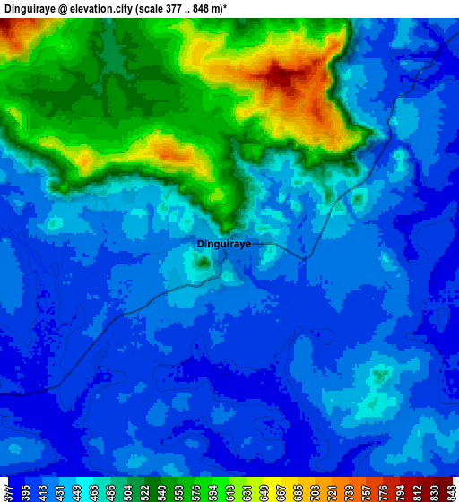 Zoom OUT 2x Dinguiraye, Guinea elevation map