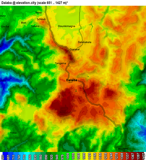 Zoom OUT 2x Dalaba, Guinea elevation map