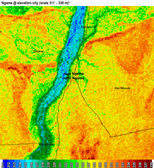 Zoom OUT 2x Ngama, Chad elevation map