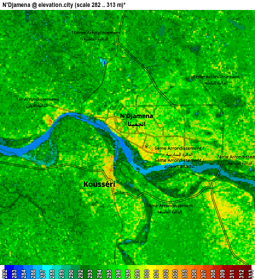Zoom OUT 2x N'Djamena, Chad elevation map