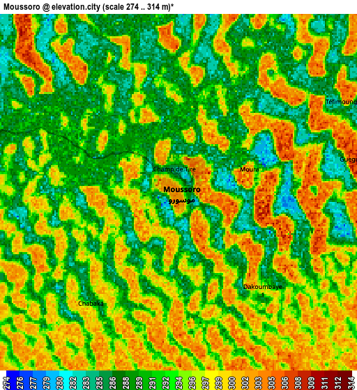 Zoom OUT 2x Moussoro, Chad elevation map