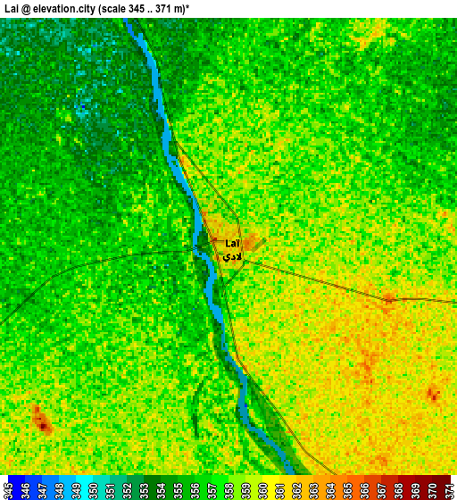 Zoom OUT 2x Laï, Chad elevation map
