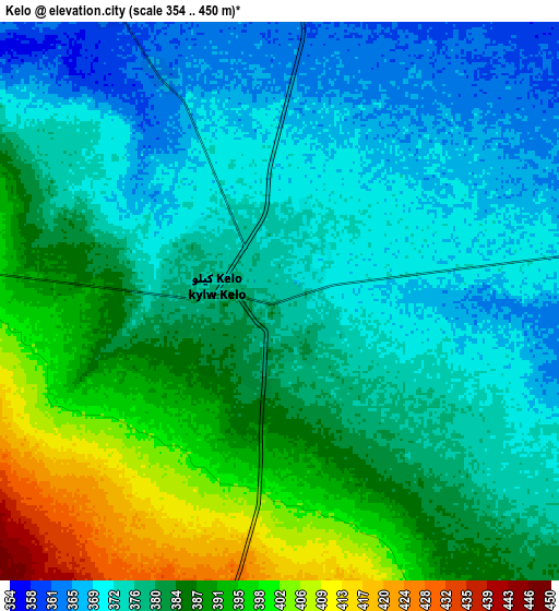 Zoom OUT 2x Kelo, Chad elevation map
