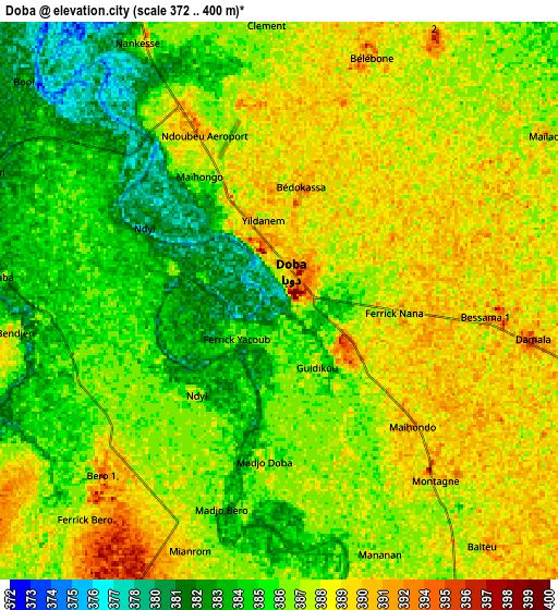 Zoom OUT 2x Doba, Chad elevation map