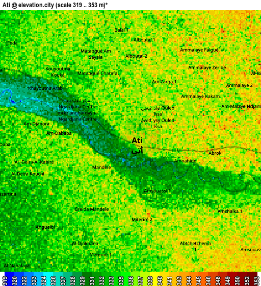 Zoom OUT 2x Ati, Chad elevation map