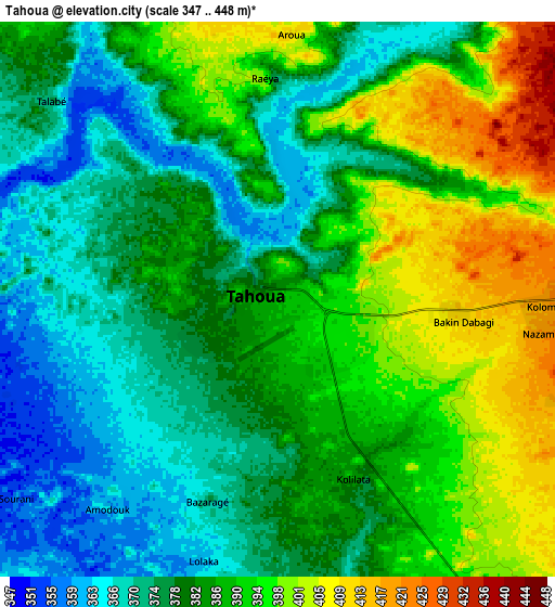 Zoom OUT 2x Tahoua, Niger elevation map