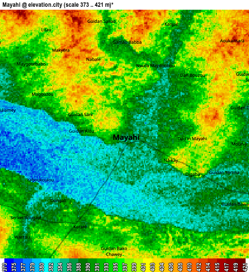 Zoom OUT 2x Mayahi, Niger elevation map