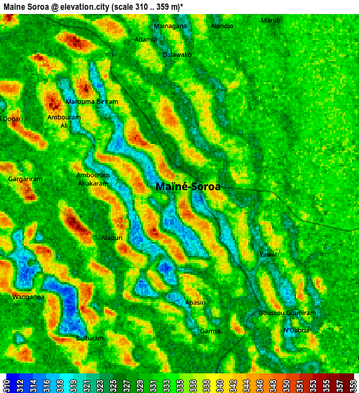 Zoom OUT 2x Maïné Soroa, Niger elevation map