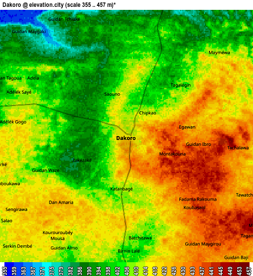 Zoom OUT 2x Dakoro, Niger elevation map