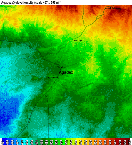 Zoom OUT 2x Agadez, Niger elevation map