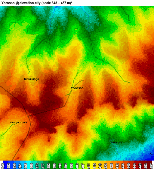 Zoom OUT 2x Yorosso, Mali elevation map