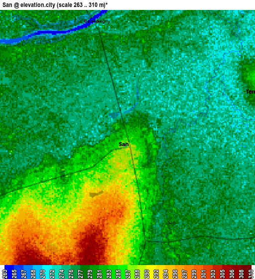 Zoom OUT 2x San, Mali elevation map