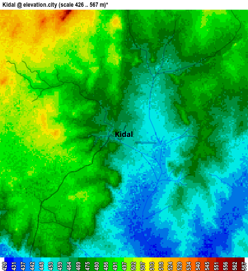 Zoom OUT 2x Kidal, Mali elevation map