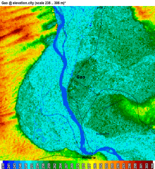 Zoom OUT 2x Gao, Mali elevation map