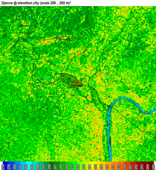 Zoom OUT 2x Djénné, Mali elevation map