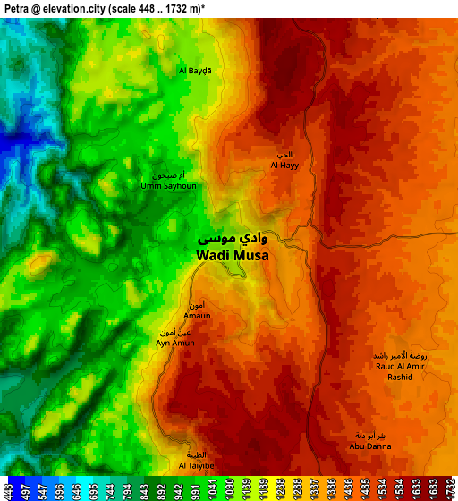 Zoom OUT 2x Petra, Jordan elevation map