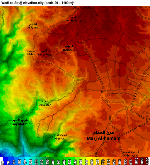 Zoom OUT 2x Wādī as Sīr, Jordan elevation map