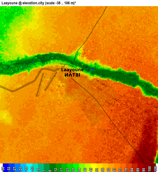 Zoom OUT 2x Laayoune, Western Sahara elevation map