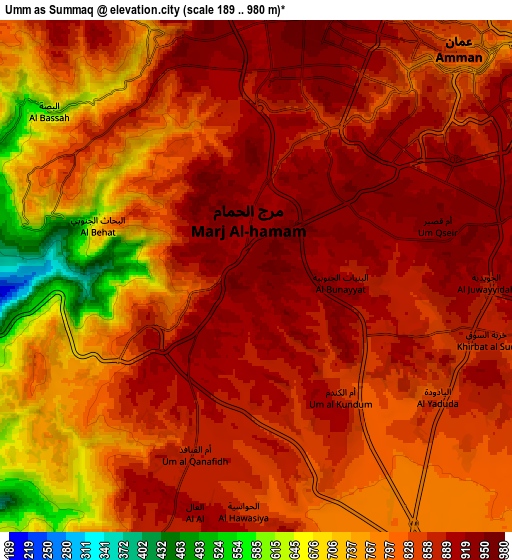 Zoom OUT 2x Umm as Summāq, Jordan elevation map