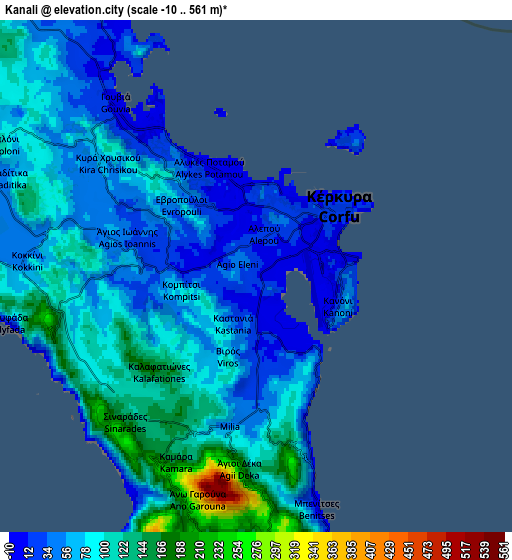 Zoom OUT 2x Kanáli, Greece elevation map