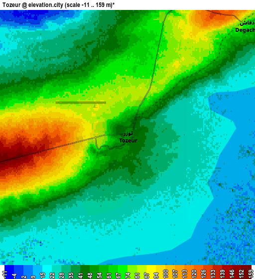 Zoom OUT 2x Tozeur, Tunisia elevation map