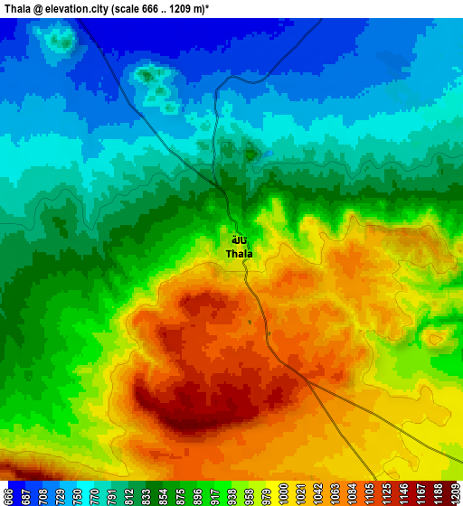 Zoom OUT 2x Thala, Tunisia elevation map