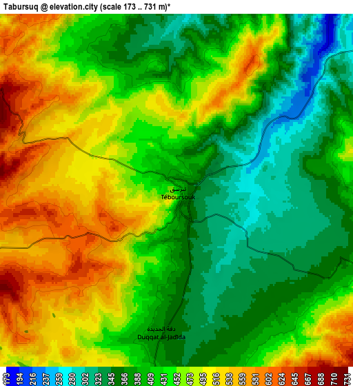 Zoom OUT 2x Tabursuq, Tunisia elevation map