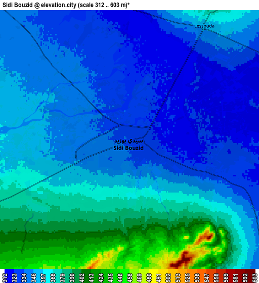 Zoom OUT 2x Sidi Bouzid, Tunisia elevation map