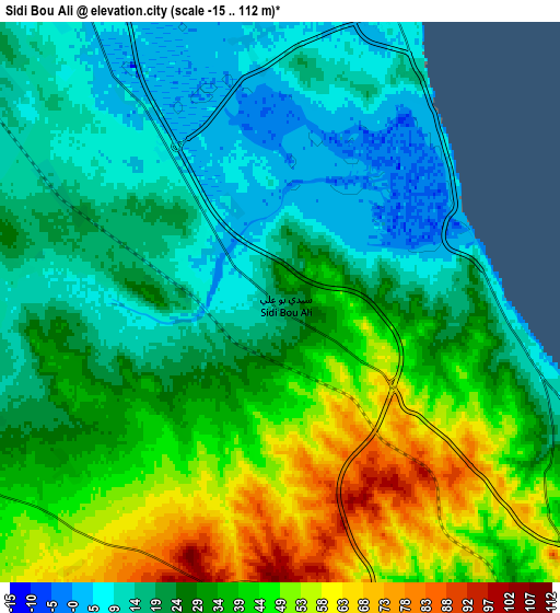 Zoom OUT 2x Sidi Bou Ali, Tunisia elevation map