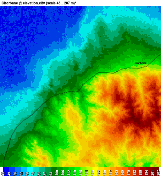 Zoom OUT 2x Chorbane, Tunisia elevation map