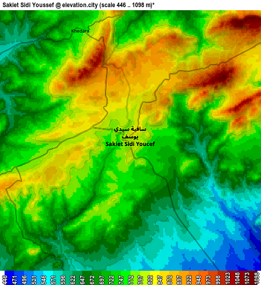 Zoom OUT 2x Sakiet Sidi Youssef, Tunisia elevation map