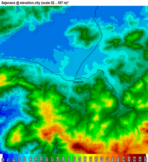 Zoom OUT 2x Sejenane, Tunisia elevation map