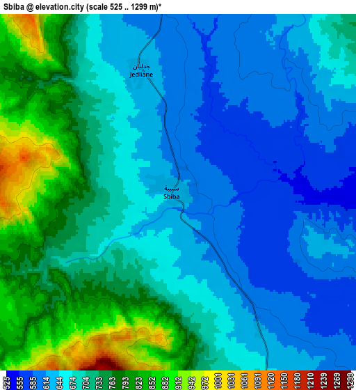 Zoom OUT 2x Sbiba, Tunisia elevation map