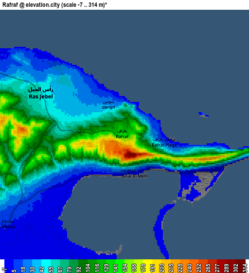 Zoom OUT 2x Rafrāf, Tunisia elevation map