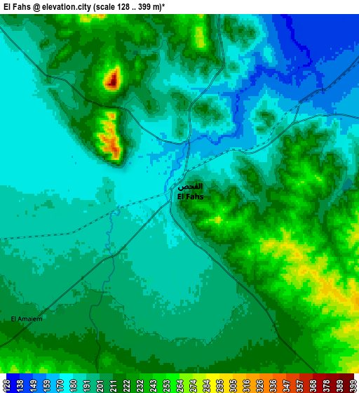 Zoom OUT 2x El Fahs, Tunisia elevation map