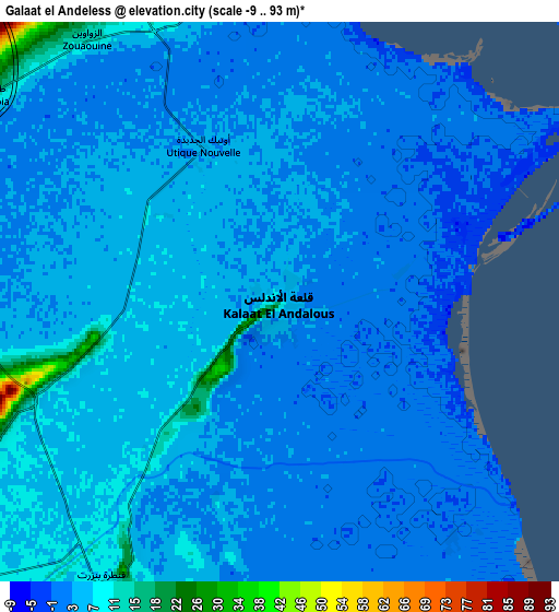 Zoom OUT 2x Galaat el Andeless, Tunisia elevation map