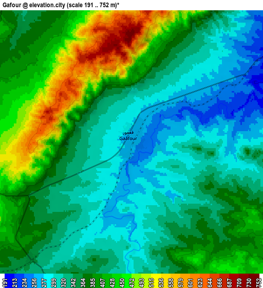 Zoom OUT 2x Gafour, Tunisia elevation map